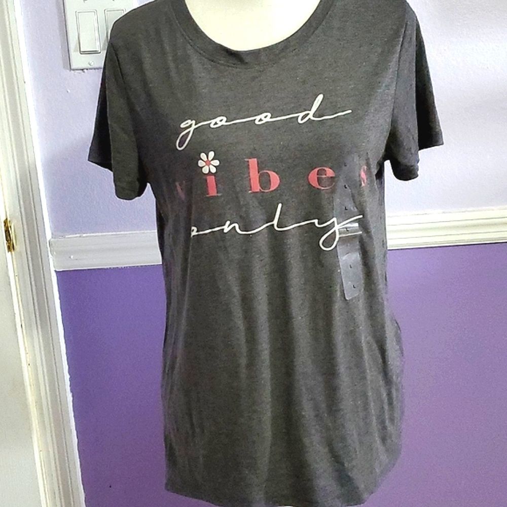 Good Vibes Only Dark Gray Soft Lightweight Lounging Tee M
